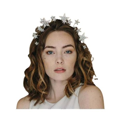 Strass Stjärn Diadem, Glitter Hårband, Brud Kristall Tiara Krona