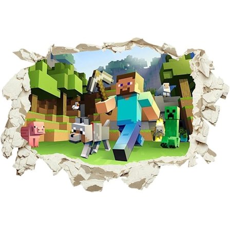 Gamer Plakat Veggdekor, 40 * 60cm Mine-craft 3D Veggklistremerker Spill Tegneserie Veggklistremerker Spill Tegneserie Veggklistremerker for Stue 