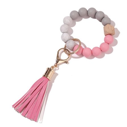 Nøkkelring i tre med perler og anti-tap-funksjon