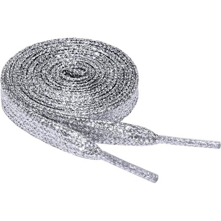 Flad glitter snørebånd (sølv) 120 cm, skinnende metalliske snørebånd, 10 mm erstatningssnore, flettede glitter flate snørebånd for uformelle tursko