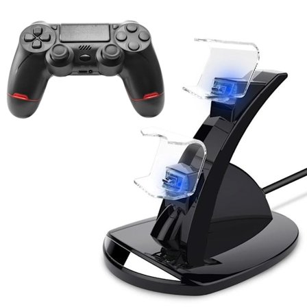 PS4 Kontroll med Laddstation för PS4 - Laddare / Handkontroll Svart 1-Pack Kontroll + Laddstation