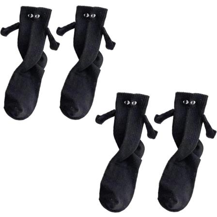 2 paria kädessä piteleviä sukkia, hauskoja käsisukkia, a svart