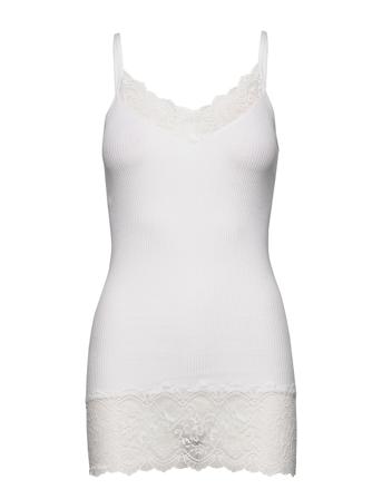 Organic Strap Top W/ Lace Top Ærmeløs Top Hvid Rosemunde