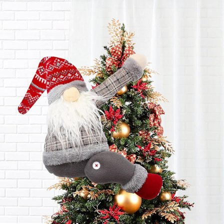 Joulukuusen tonttu, suuri kuusen latvakoriste, hauska tonttu pehmo