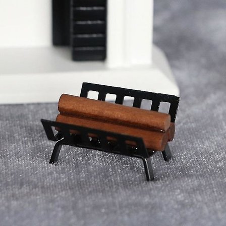 1:12 Dukkehus Brændestabler, Pejs Brændekurv, Opbevaringsvogn Af Træ, Sort, Sammenklappelig, Bålplads Dekorative Holdere