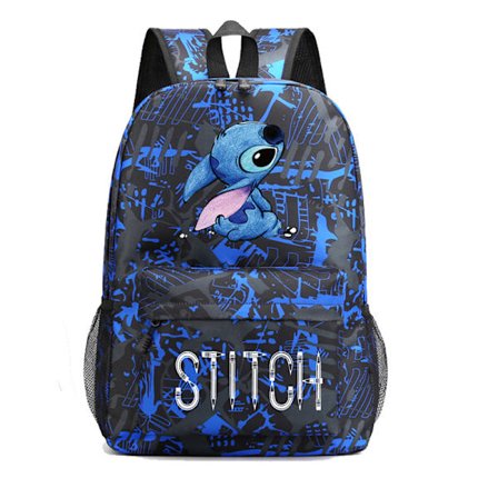 Lilo & Stitch Stitch Ryggsäck Svart Stjärnklar Himmels Stor Kapacitet Student Ryggsäck