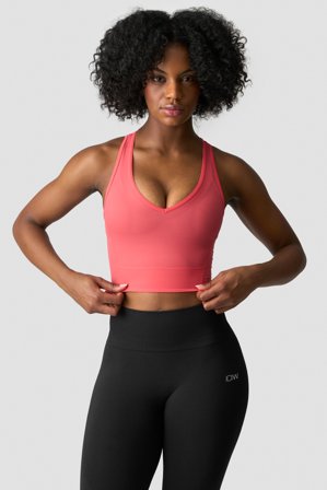 ICANIWILL - Ignite Cropped V-neck Tank Top Dark Pink Peach - Naiset - Treenivaatteet ICIW:ltä