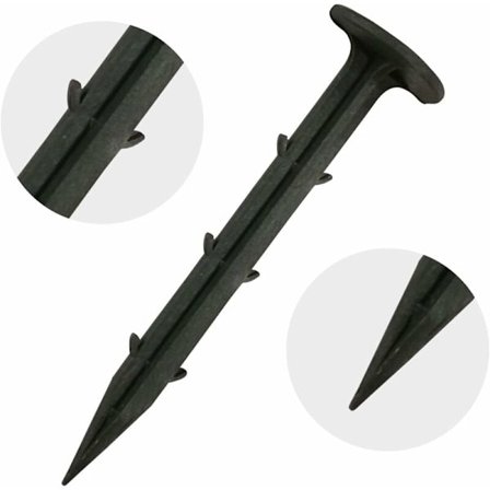 100 x Plastträdgårdsstöd, Markförankring för marktäckväv, Presenningkrokar 110 mm