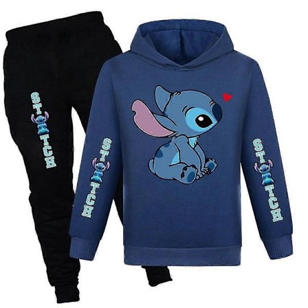 Lilo Stitch Treningsdresssett for barn Hettegenser Bukser Antrekk Activewear 7-14 år