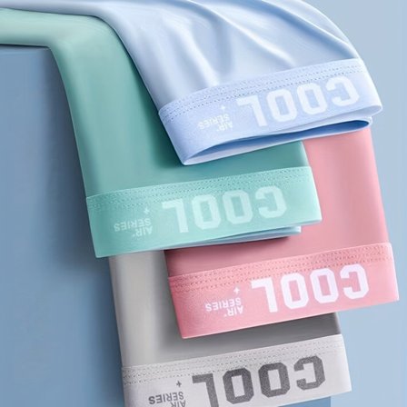 4st Ice Silk Cool underklær for menn, sexiga ultratunna antibakteriella boxershorts, og mjuka, behagelige elastiske boxershorts