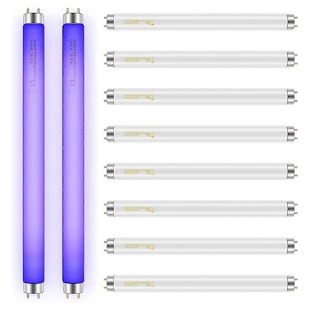 10-pakning erstatningslyspærer for insektdrepere 10W for 20W innendørs insektdreper, BL T8 F10W 13-tommers lysrør
