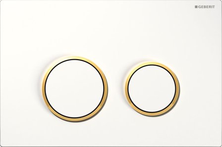 Geberit Omega20 Spolplatta för dubbelspolning Vit, förgylld, Badrum