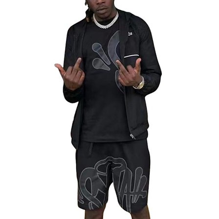 Syna World Herr Tracksuit Sportset 2-pack T-paita Shorts Rento Topit Housut Trendikkäät Verryttelyasut A A A(KDO)