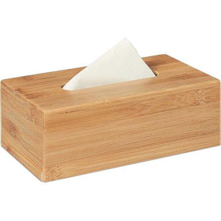 Bambus Tissue Box med Avtakbar Bunn Naturlig Tre Tissueholder for Standard Papirlommetørkle og Våtservietter, Naturlig