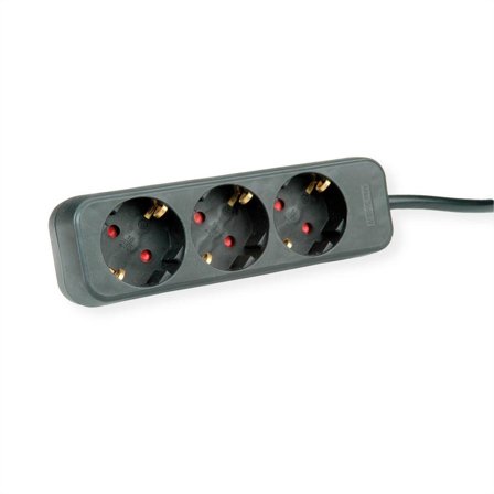 ROLINE Power Strip, 3x, black, 1.5m