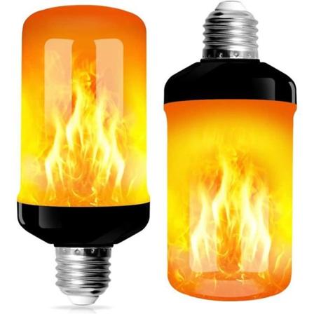 2 stk. E27 LED-flammepære 4 tilstande med tyngdekraftsensor flammepære til jul/halloween/bardekoration
