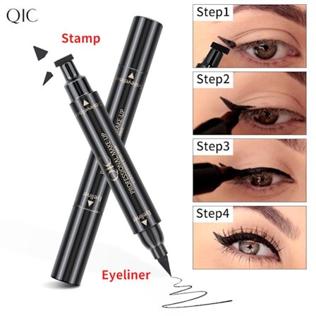 2 delar Eyeliner Nybörjare Säker Dubbelhuvud Flytande Eyeliner Vattentät Anti-Dizzy Eye