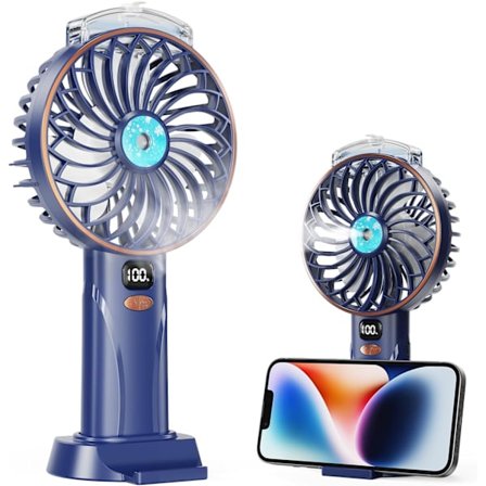 Håndholdt vifte - Liten spray bærbar minivifte med 25 ml, USB-C oppladbar lommevifte med 5 hastigheter, LED-display, 4000 mAh batteri