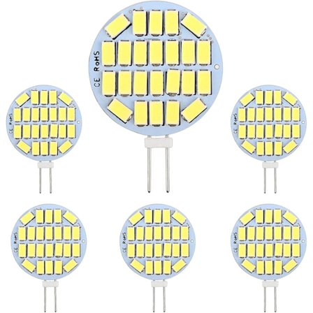 G4 LED-lamppu 3w, Ac/dc12-24v, 300lm viileä valkoinen 6000k, 24x5730 Smd, 30w halogeenilamppu vastaava, himmennettävä, G4 pyöreät LED-lamput, 6 kpl