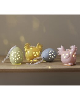 Påskdekoration porslin LED batteridriven 4-pack Multi - Star Trading
