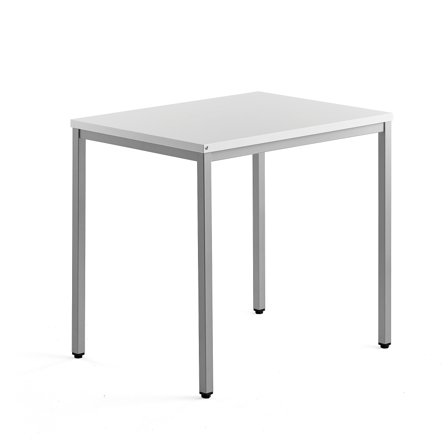 Beistelltisch QBUS, 800 x 600 mm, Silber/weiß