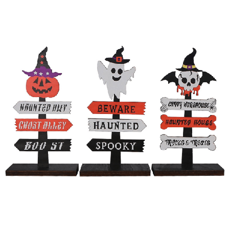2023 Tukkumyynti 3kpl Halloween-koristeita ulkokäyttöön, Puinen Kurpitsa Seisova Merkki Halloween-koristeluun, Pelottavat Puusta Valmistetut Haamu 