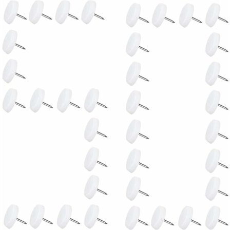 50 st möbelglidare Teflon nagelbensskydd med skruvar stolsglidare möbelbeslag för möbler och golvspikning bensskydd - (20 mm), vit