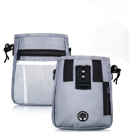 Träningskit, 1 hundgodis träningsväska och 2 husdjursträningsklickers med handledsremmar, inbyggd bajspåsehållare för enkel transport av 