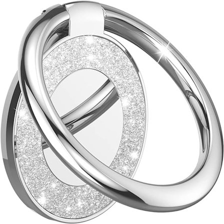 Mobiltelefon Ring Holder Stand, Mobiltelefon Grip Holder, Selvklæbende Telefongreb til Telefoner og Etuier. (Glitter Sølv)