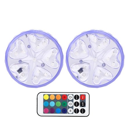 2 stk. LED-undervandslys til svømmebassiner, firkantede, nedsænkelige, med fjernbetjening