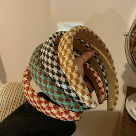 4 stk. Vintage Plaid Hårbånd til Piger Kvinder Svampe Hårbånd Bred