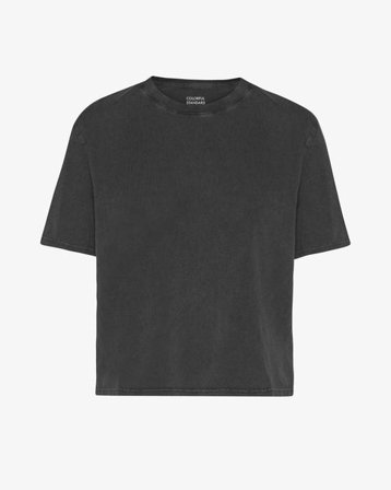 Organic Boxy Crop Tee - Faded Black - Female - M