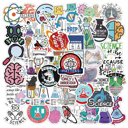 50 pakke store kemi og fysik Doodle Vinyl Stickers til bærbar, telefon, vandflasker og computer - Sjovt Bulk Sticker Sæt