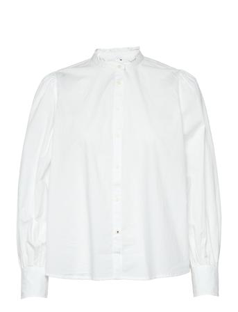 Cotton Poplin Frill Blouse Ls White Tommy Hilfiger
