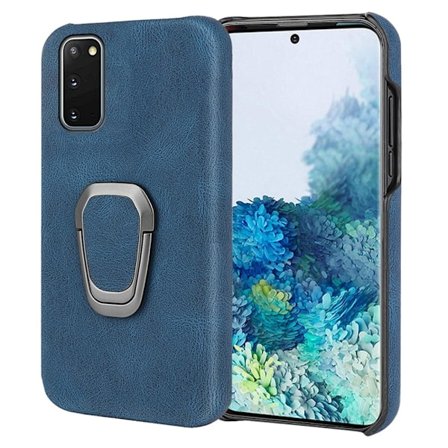 Stødsikkert lædercover med oval kickstand til Samsung Galaxy S20 - Blå