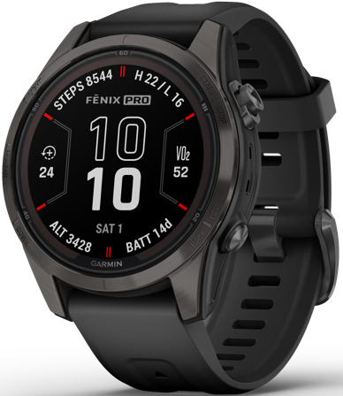 Garmin Fenix 7S Pro Sapphire Solar Carbon Grey DLC Titanium with Black Band