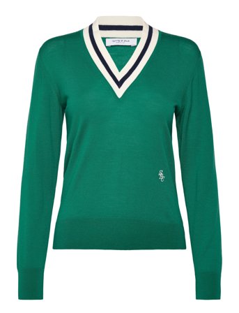Sporty & Rich Src Minimalist V-Neck Sweater - Green - S