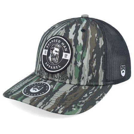 Bearded Man - Camo trucker Caps - Logo 25 112p Realtree Original/Black Trucker @ Hatstore