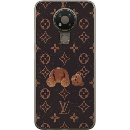 Kompatibel Mobilcover til Nokia Nokia 3.4 Luksuriøst monogrammønster med knust bamse i mørk modeæstetik