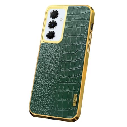 SKALO Samsung A55 5G Crocodile Guldkant Cover - Grøn
