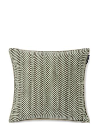 Zig Zag Printed Linen/Cotton Pillow Cover Home Textiles Cushions & Blankets Cushion Covers Grøn Lexington Home