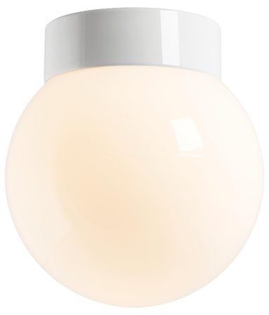Ifö CLASSIC GLOBE 200 Takarmatur rak, IP44, E27 Blank vit, Belysning