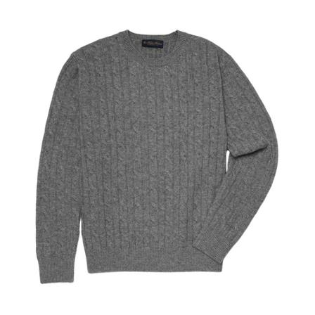 Brooks Brothers Cable-Knit Crew-Neck Sweater Grå, Herre