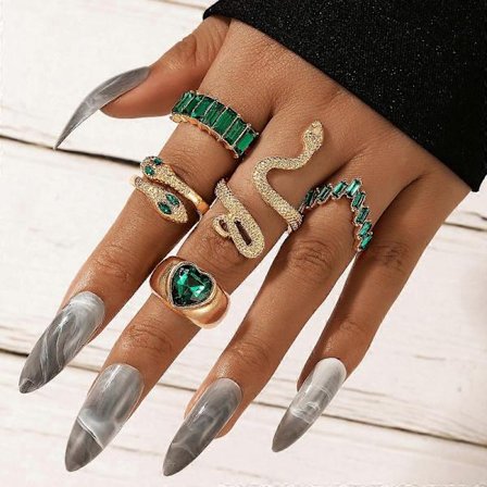 Vintage Orm Ring Knog Statementringar Biker Stapelbar Ring Reptil Orm Bandring Halloween Ring Smycken för Kvinnor och Flickor