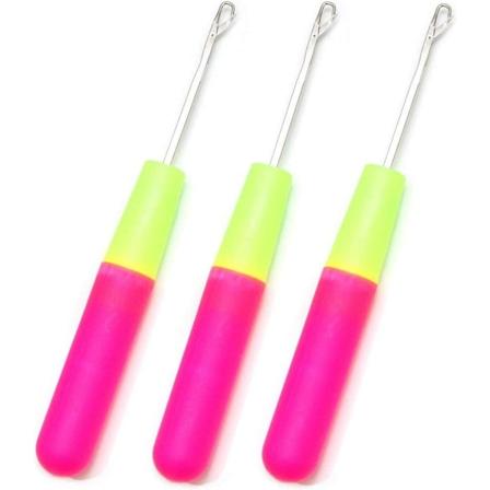 3-pakning plast håndtak hekle nål krok for hår fletting mikro fletter, hårforlengelse, fjær og dreadlock perler
