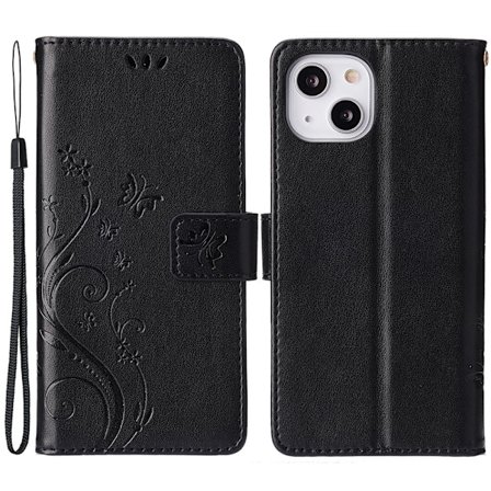 iPhone 15 Plus Fodral Med Blommigt Tryck Svart