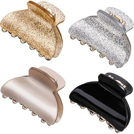 Sæt med 4 Krebs Hårklemmer, Akryl Anti-Slip Hårklemme