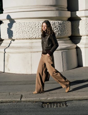 Mango Wide-Leg Mid-Rise Loose-Fit Jeans - Beige - 38