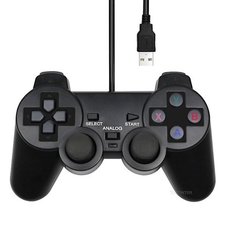 Trådbunden USB PC-spelkontroll för Winxp/win7/win8/win10 för PC-dator bärbar dator Svart Gamepad Joystick