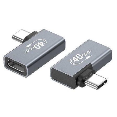 2st USB C 90 Graders Adapter Rätvinklig Typ C Kontakt Datoradapter Tillbehör